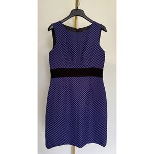 Tahari Arthur S Levine Black Blue Purple Polka Dot Sheath Dress Size 10